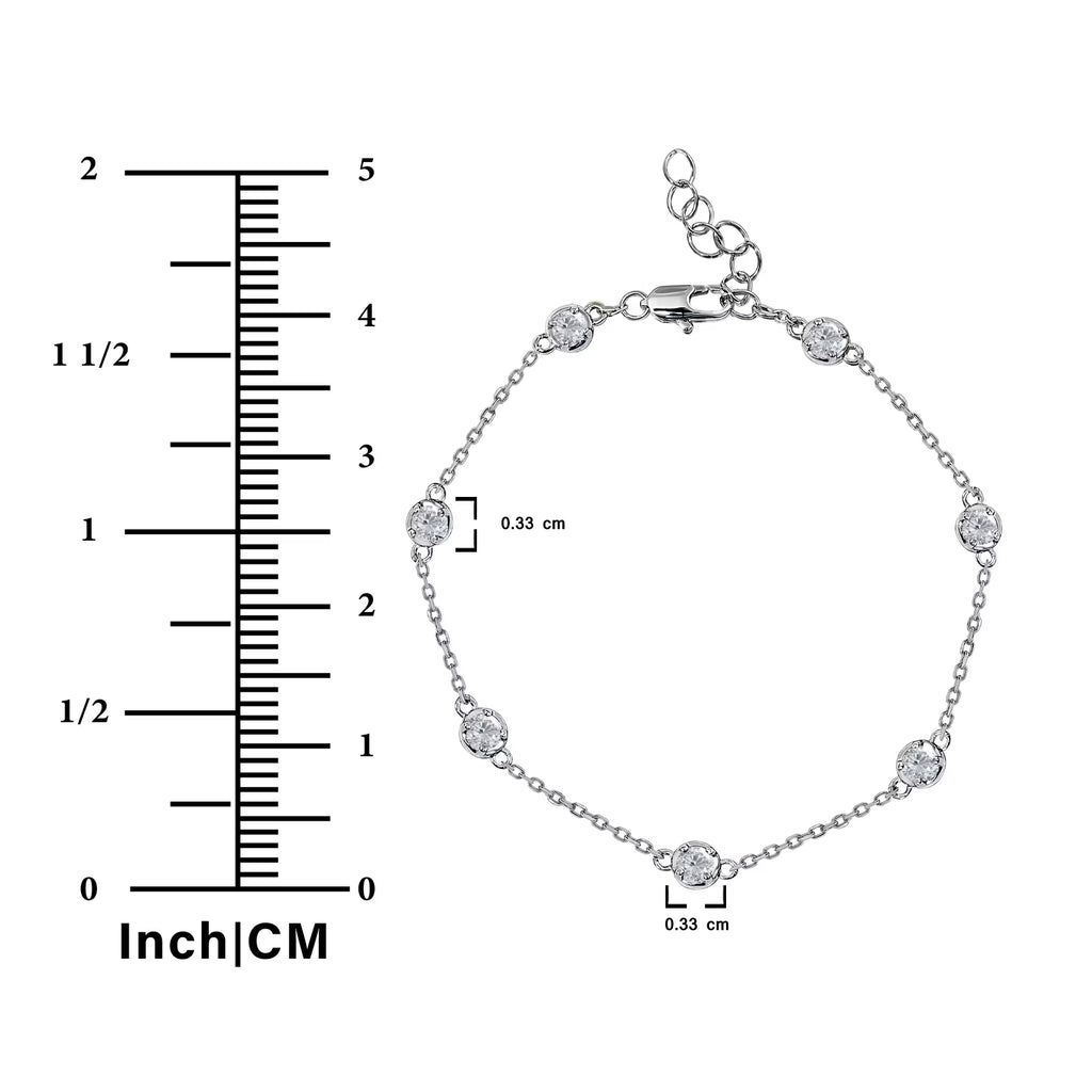 JeenMata 1 Carat Lab Grown Diamond Bezel Station Bracelets - Elegant Gift Jewelry Bracelet in 18K White Gold Plating Gift for Women, Girlfriend