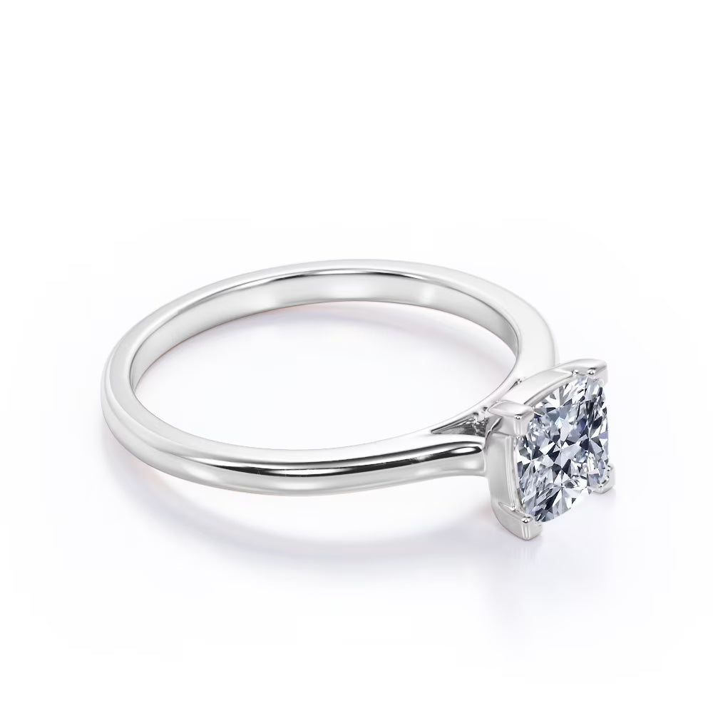 JeenMata 4 Prong - 2 Carat Cushion Cut - Solitaire Engagement Ring in 18K White Gold Plating for Women (Copy)