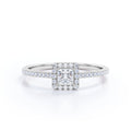 Pave 1 Carat Princess Cut Moissanite Halo Engagement Ring