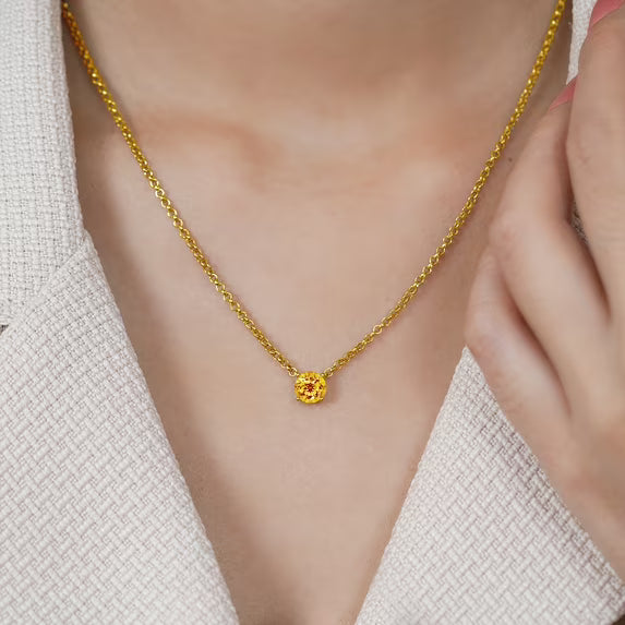 JeenMata 1.75 Carat Citrine - November Birthstone Solitaire Pendant Necklace in 18K Yellow Gold Plated, Female, Adult