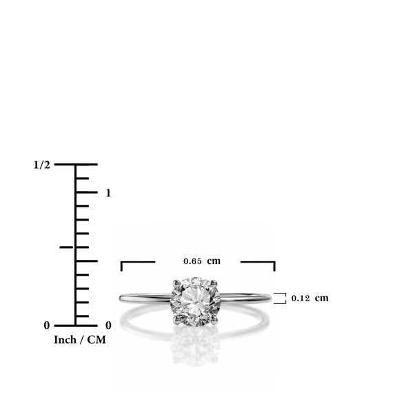 JeenMata Lab Grown Diamond 1 Carat Round Cut Solitaire Engagement Ring in Real Solid 10K White Gold for Women, Gift for Her, Female, Girlfriend