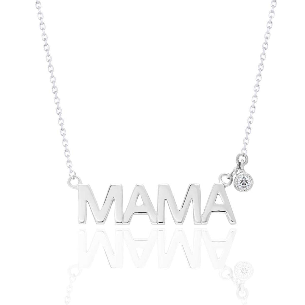 MAMA Certified Lab Diamond Pendant Necklace in 18K White Gold over Silver