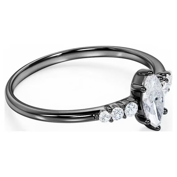JeenMata 1 Carat Elegant Marquise Cut Engagement Ring in 18K White Gold Plating for Women