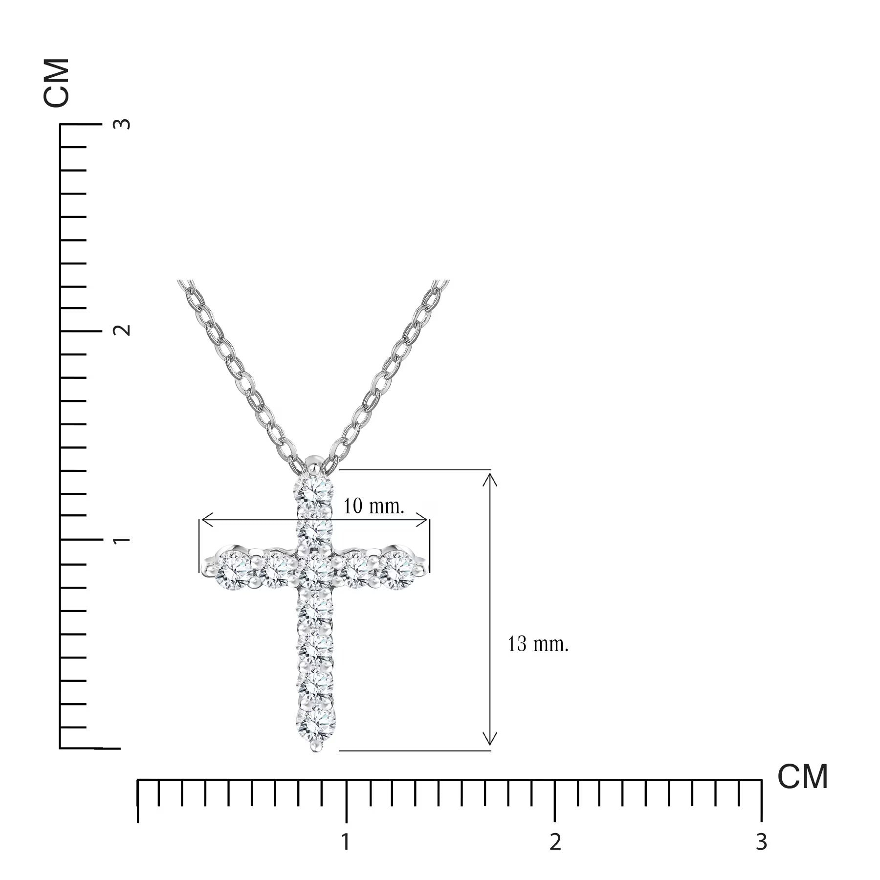 JeenMata Lab Grown Diamond Cross Pendant Necklace in 18K White Gold Plating for Women