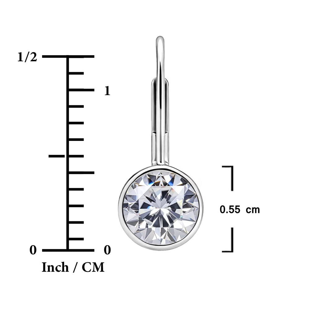 JeenMata 1.25 Carat Lab Grown Diamond Bezel Set Leverback Drop Earring - in 18K White Gold Plating Earrings for Women, Gift for Girlfriend, Mother, Her