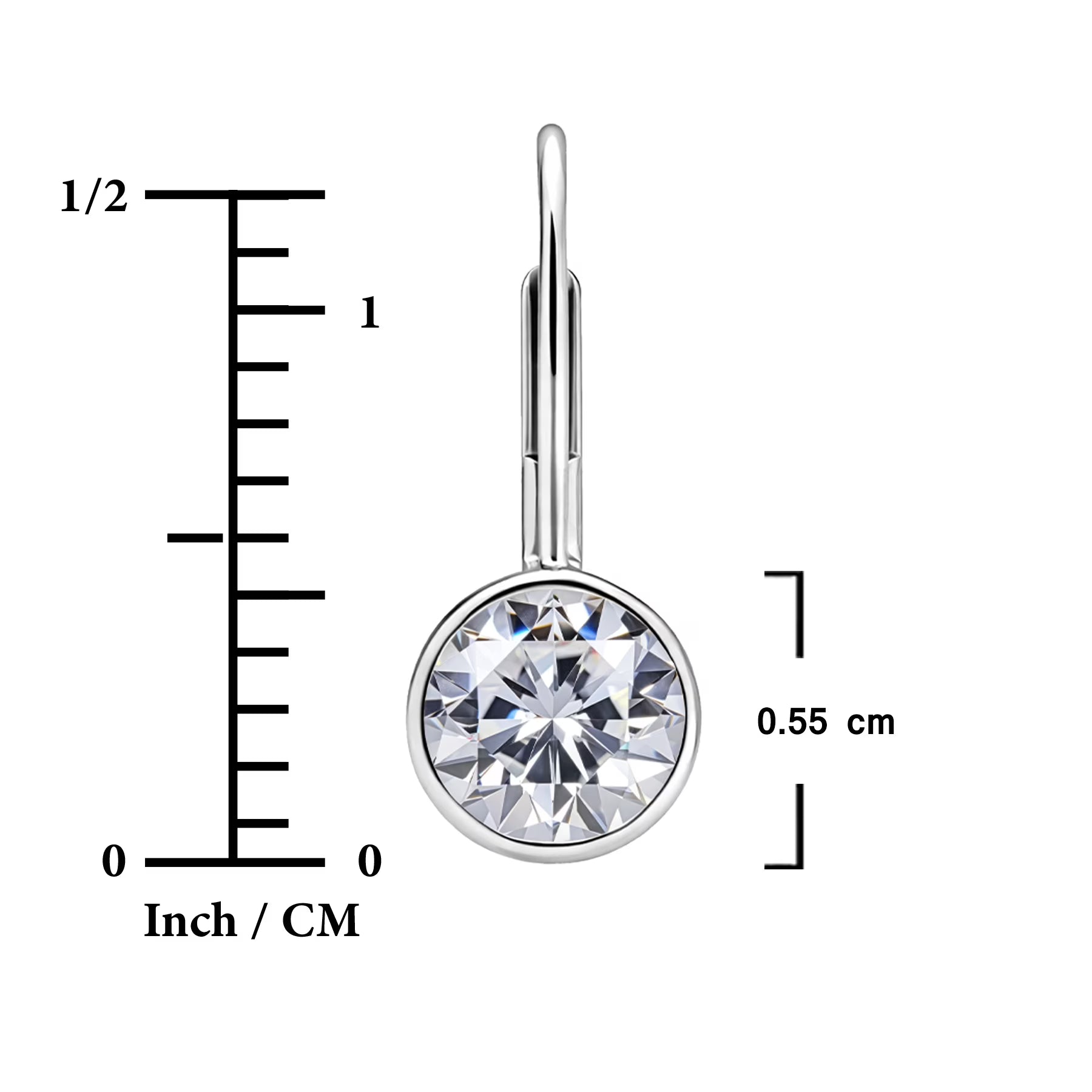 JeenMata 1.25 Carat Lab Grown Diamond Bezel Set Leverback Drop Earring - in 18K White Gold Plating Earrings for Women, Gift for Girlfriend, Mother, Her