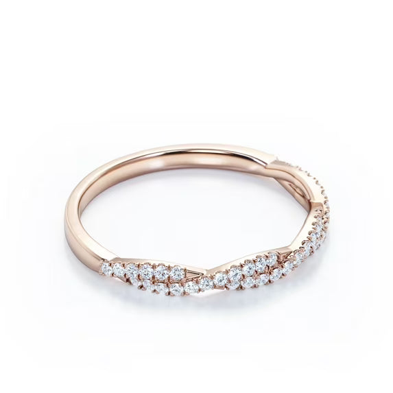 Half-Eternity 0.15 Carat Round Shape Diamond Pave Infinity Anniversary Ring in 10K Rose Gold