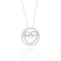 Mom In Heart Moissanite Pendant Necklace in 18K White Gold over Silver