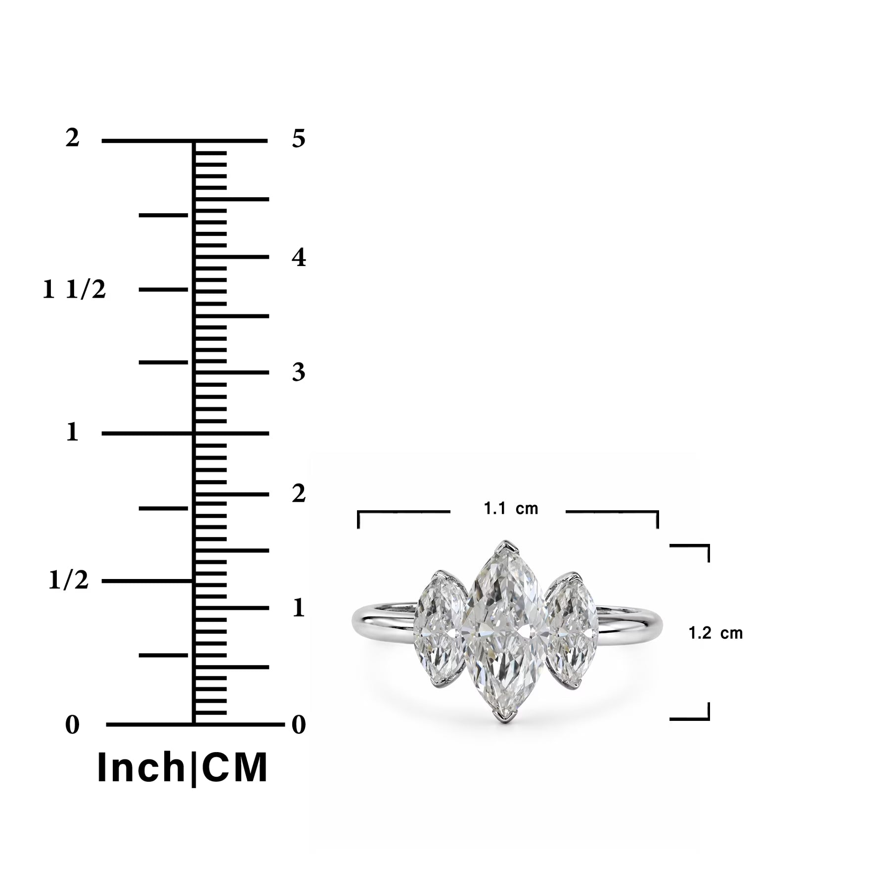 JeenMata 3 Carat Marquise Cut Moissanite Rings - Three Stone Engagement Rings in 18K White Gold Plating for Women