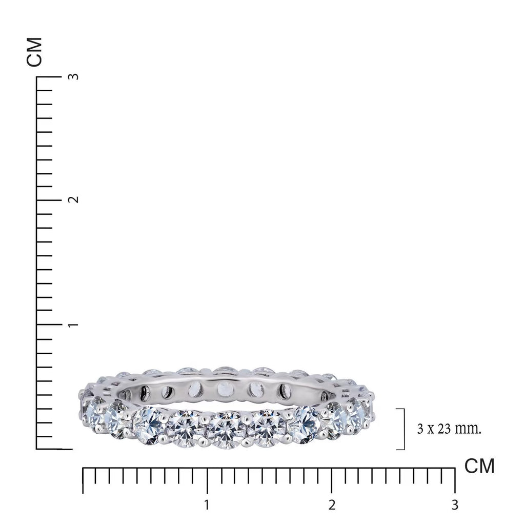 JeenMata 3.75 Carat Round Cut Cubic Zirconia Eternity Anniversary Ring - Classic Prong Style Wedding Ring in White Gold Plating for Women
