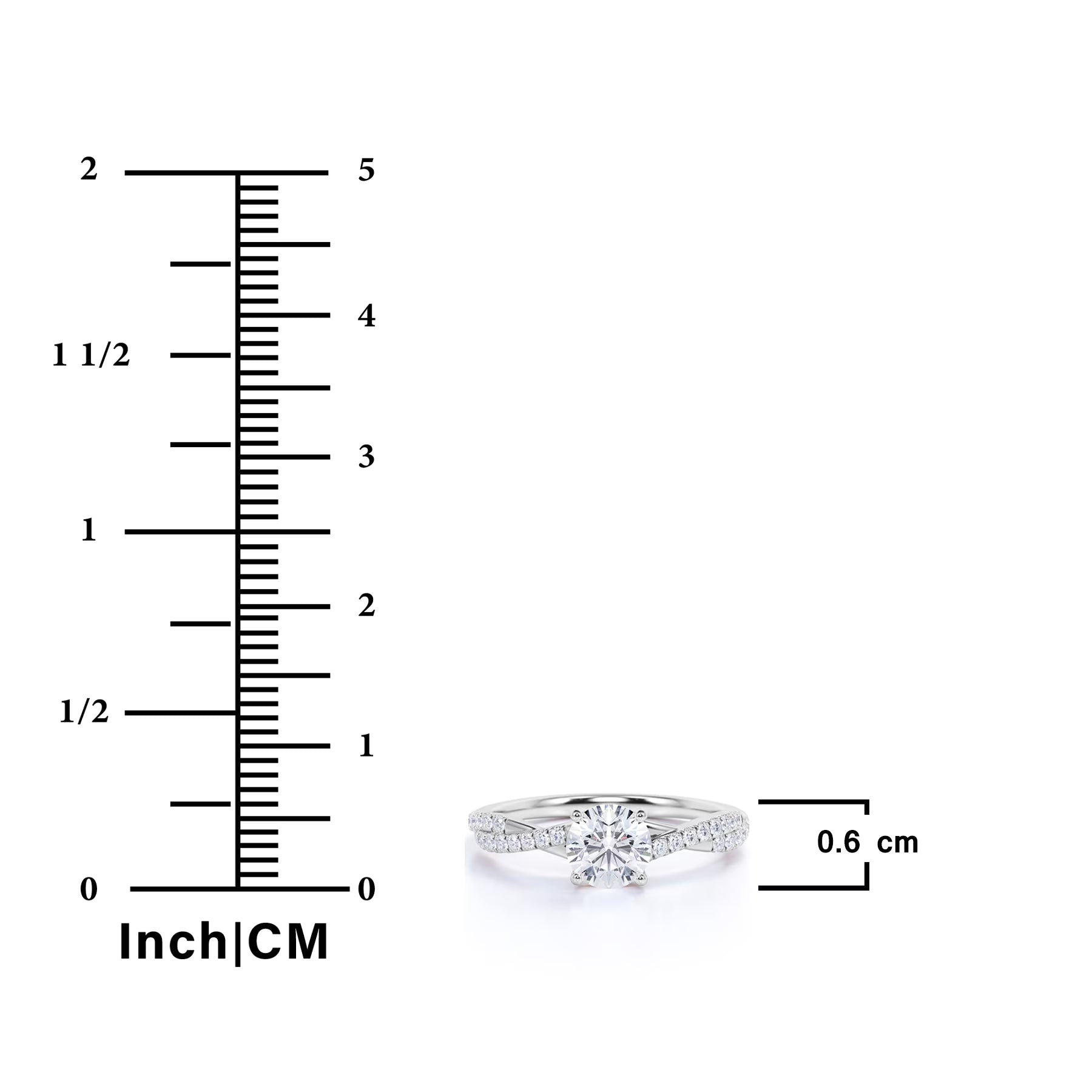 JeenMata 1 Carat infinity Round cut Moissanite Engagement Ring in 18K White Gold Plating for Women