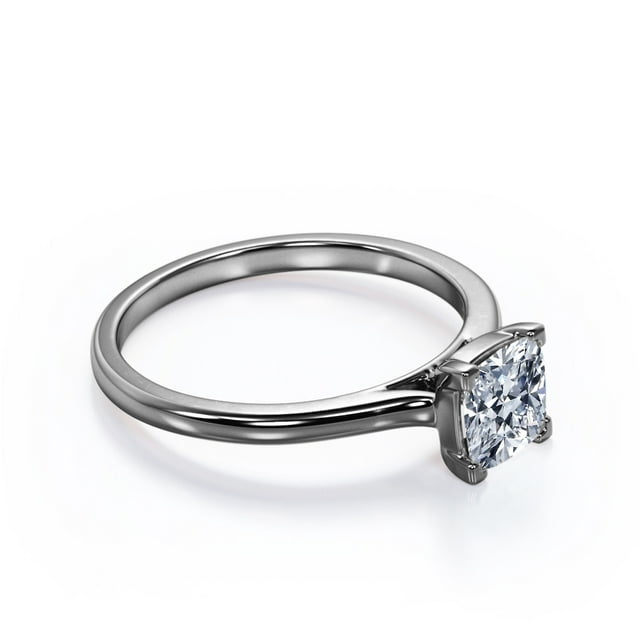 Solitaire 1 Carat Cushion Cut Moissanite Engagement Ring