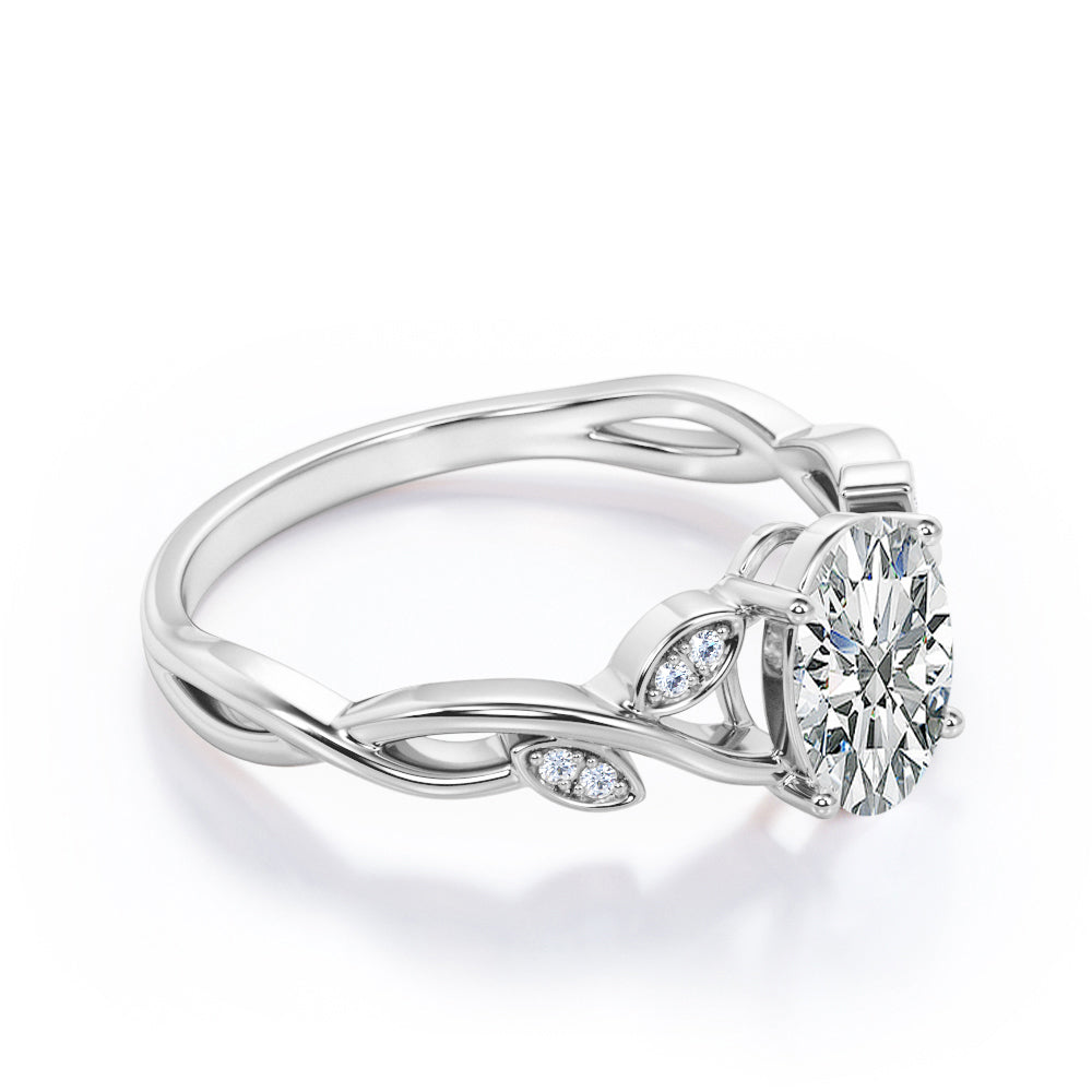 Twisted 1.1 Carat Oval Moissanite Engagement Ring