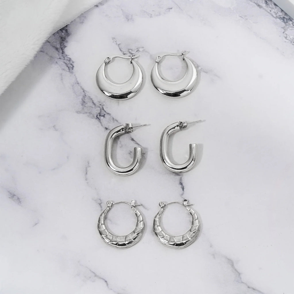JEENMATA 3 Pairs Fashion MultiPack Earrings Set for Women in Yellow Gold Plating, Hoop Earrings, Chunky, Lightweight Drop Hypoallergenic Earrings Jewelry Gift for Women