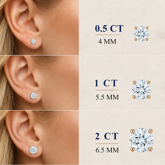 JeenMata 0.5 Carat Round Solitaire Moissanite Stud Earrings for Women, Earrings for Men, 18K Yellow Gold Plated, Hypoallergenic Earrings, D VS1, Stud Earring for Woman, Jewelry, Gift, Earrings