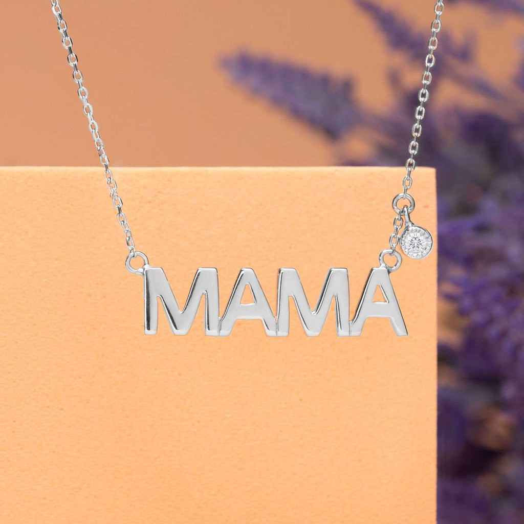 MAMA Certified Lab Diamond Pendant Necklace in 18K White Gold over Silver