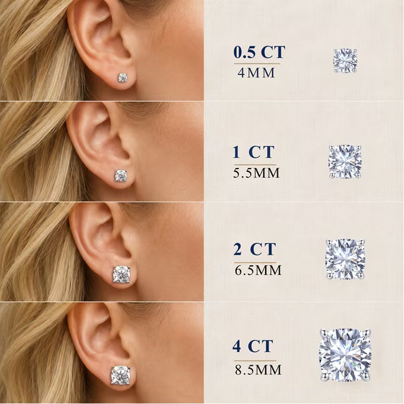 JeenMata 0.5 Carat Cushion Solitaire Moissanite Stud Earrings for Women, Earrings for Men, 18K White Gold Plated, Hypoallergenic Earrings, D VS1, Stud Earring for Woman, Jewelry, Gift, Earrings