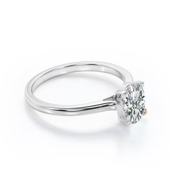 JeenMat Engagement Ring - Prong Setting - Solitaire Promise Ring in 18K White Gold Plating for Women