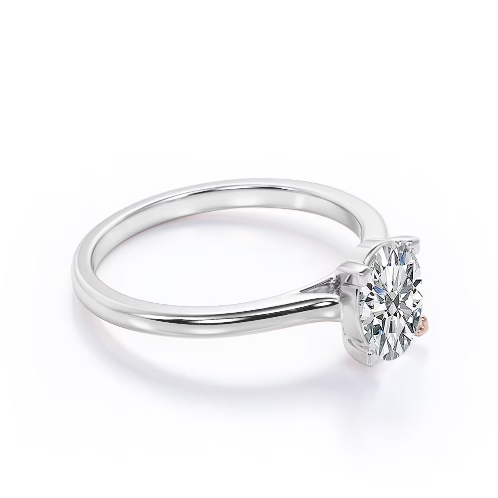 JeenMata Enchanting Prong 4 Carat Oval Cut Solitaire Engagement Ring in 18K White Gold Plating for Women