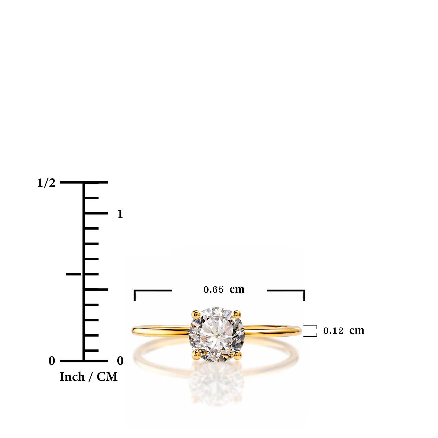 JeenMata Lab Grown Diamond 1 Carat Round Cut Solitaire Engagement Ring in Real Solid 10K Yellow Gold for Women, Gift for Her, Female, Girlfriend