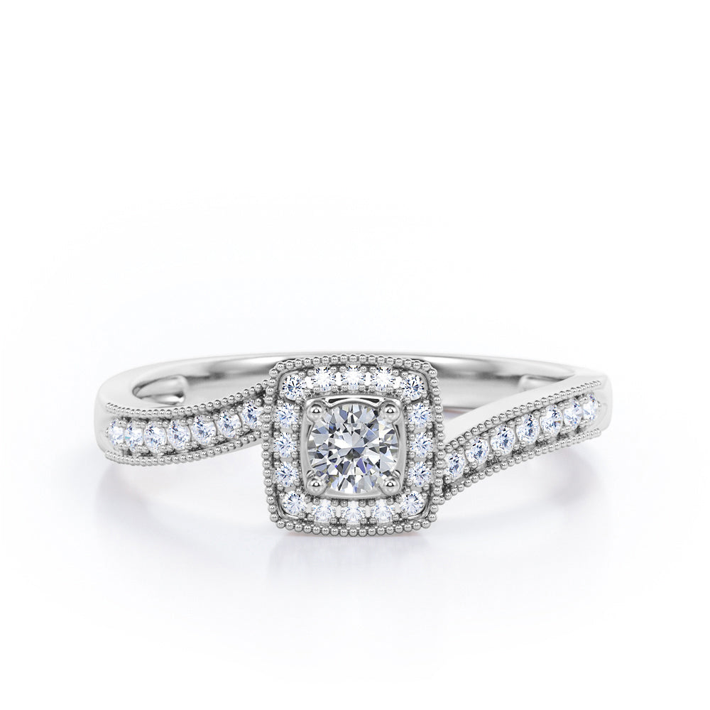 Vintage 1.25 Carat Round Cut Moissanite Pave Ring