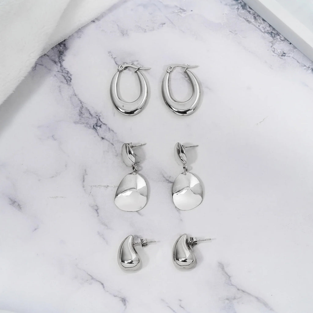 JEENMATA 3 Pairs Fashion MultiPack Earrings Set for Women in Yellow Gold Plating, Hoop Earrings, Chunky, Lightweight Drop Hypoallergenic Earrings Gift for Women