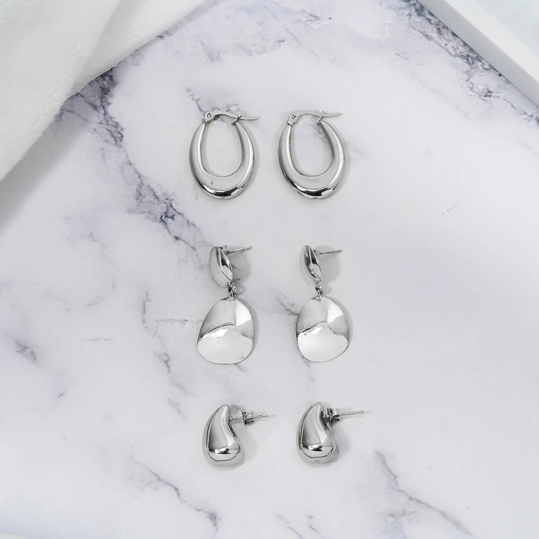 JEENMATA 3 Pairs Fashion MultiPack Earrings Set for Women in Yellow Gold Plating, Hoop Earrings, Chunky, Lightweight Drop Hypoallergenic Earrings Gift for Women