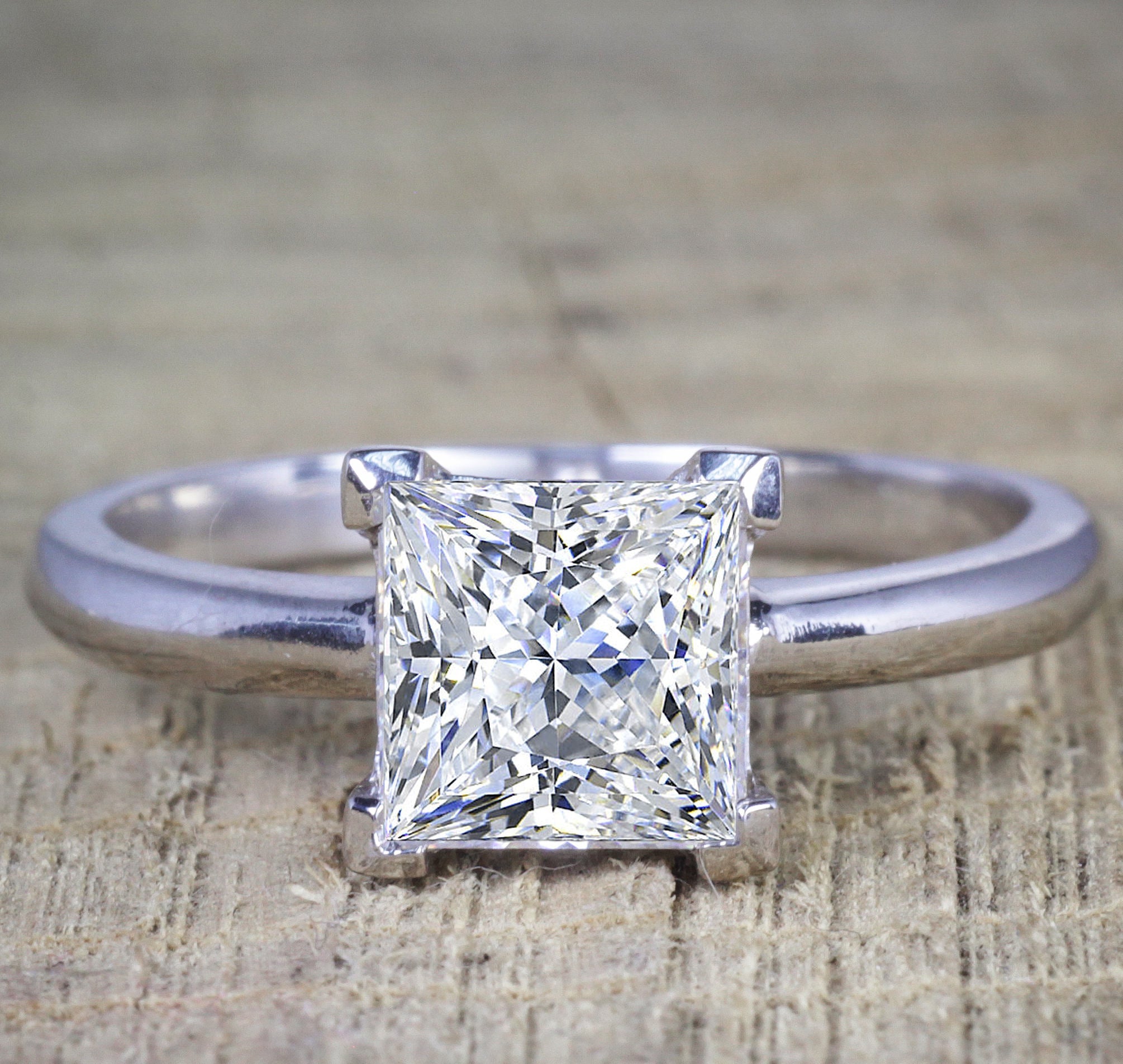 JeenMata 3.25 Carat Princess Wedding Ring Set - Bridal Set - Wedding Trio Set - Engagement Ring - Art Deco Ring - Promise Ring - Sterling Silver