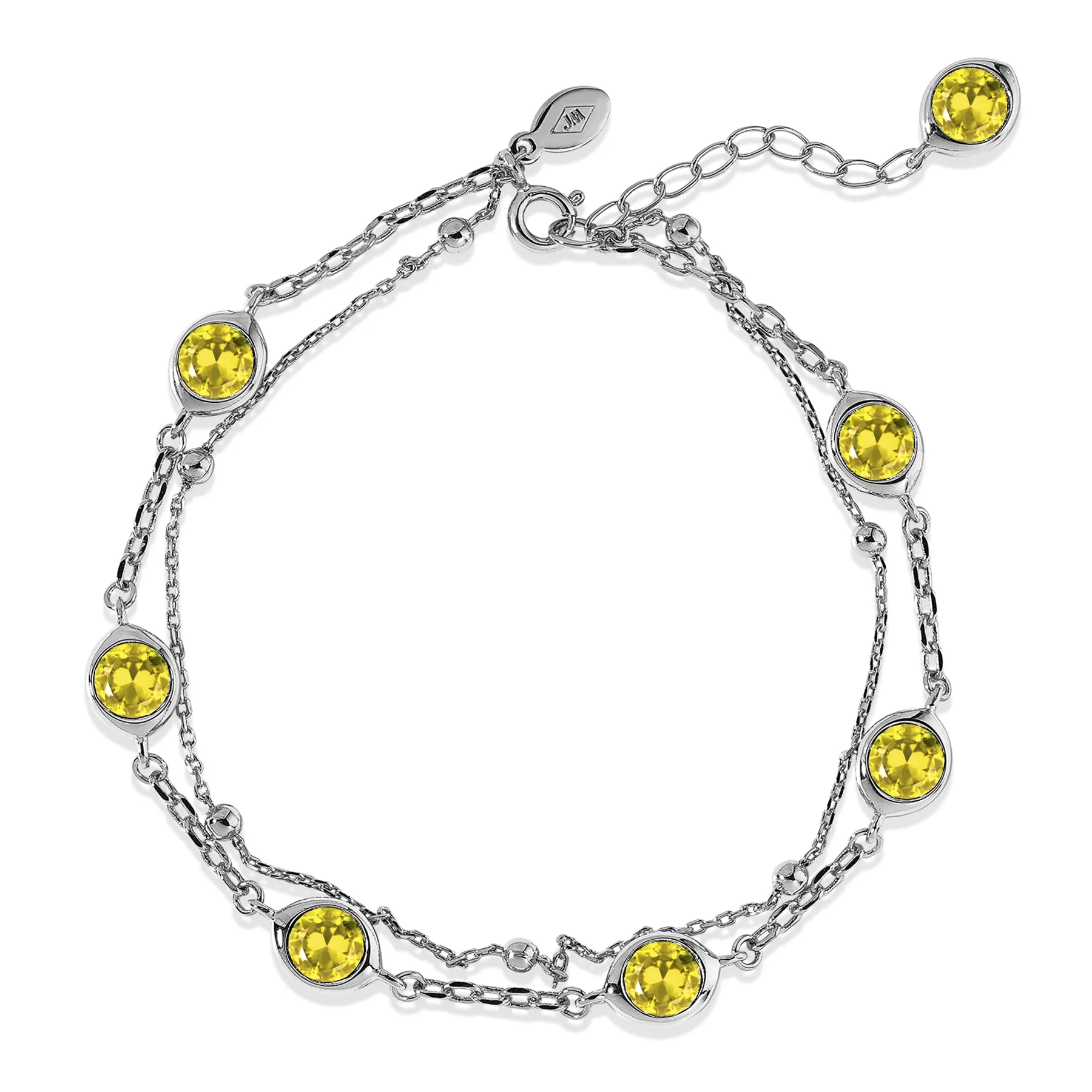 3.5 Carat November Birthstone Double Layer Bracelet - with Crystal Made with Swarovski - in Yellow Gold Plating