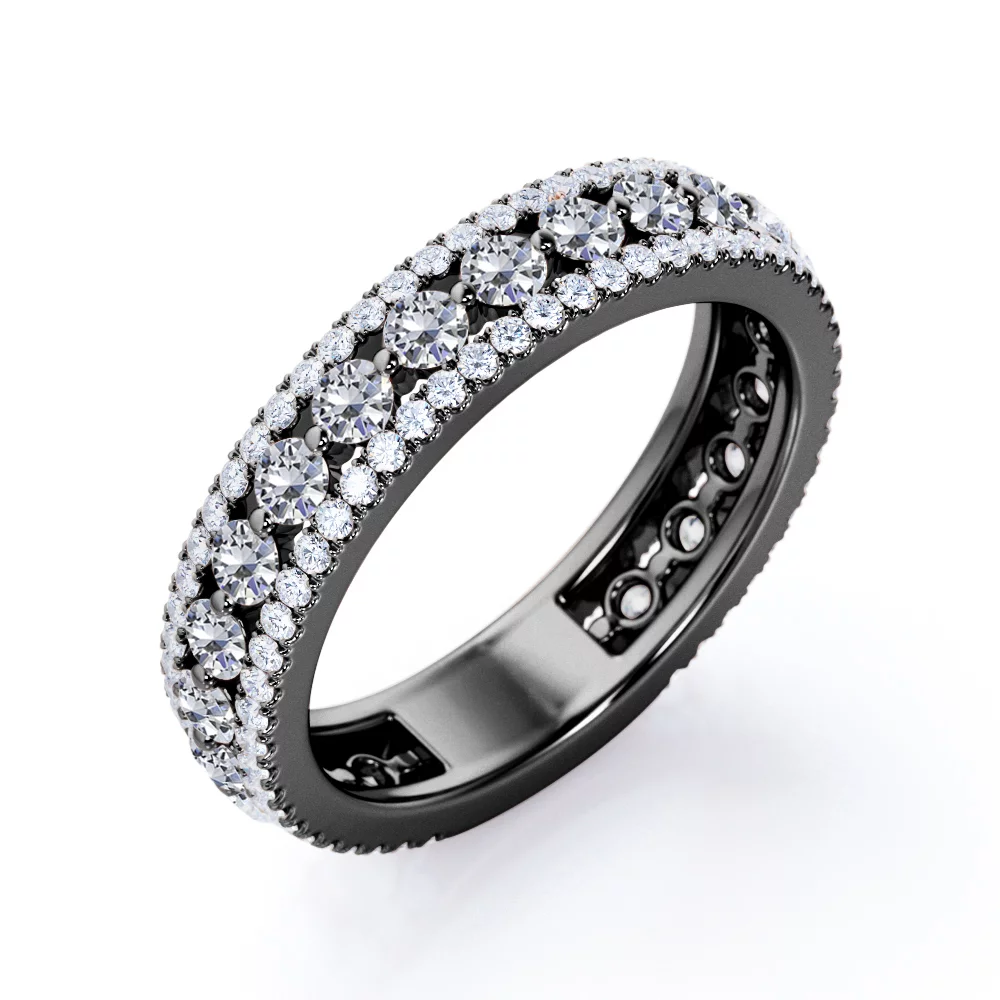 0.75 Carat Round cut Pave Stackable Ring