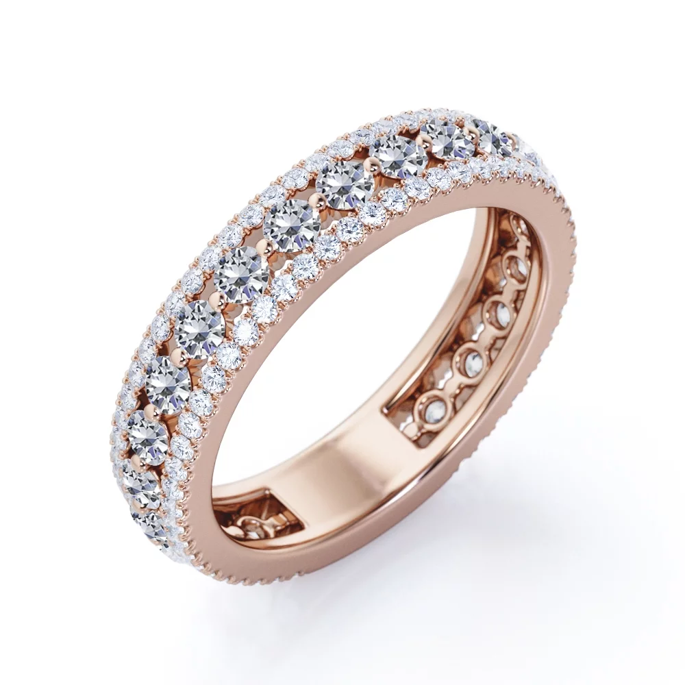 0.75 Carat Round cut Pave Stackable Ring