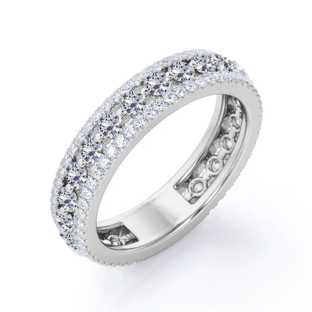 0.75 Carat Round cut Pave Stackable Ring