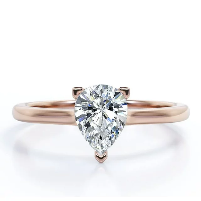 Classic 1 Carat Pear Cut Moissanite Solitaire Engagement Ring