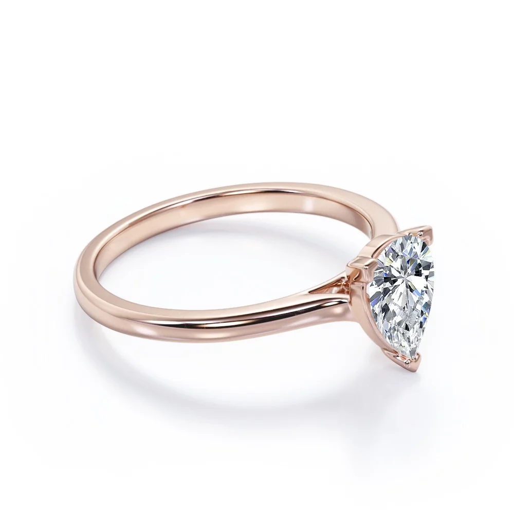 Classic 1 Carat Pear Cut Moissanite Solitaire Engagement Ring