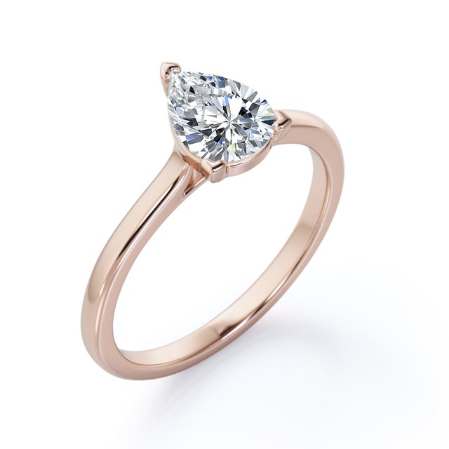 Classic 1 Carat Pear Cut Moissanite Solitaire Engagement Ring