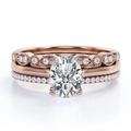 Solitaire 2 Carat Oval Cut Moissanite Art Deco Trio Set