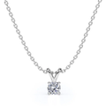 Classic Round Brilliant Cut Diamond Solitaire Pendant Necklace in 18K White Gold Plating over Silver, Adult, Female