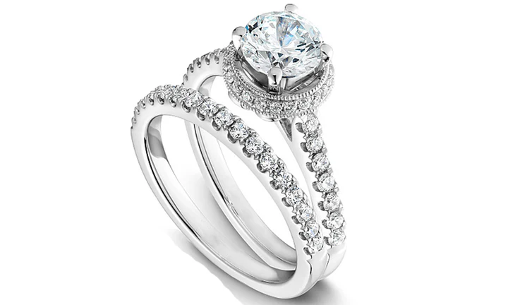 Certified 1.5 CT Round Lab Diamond Halo Bridal Set