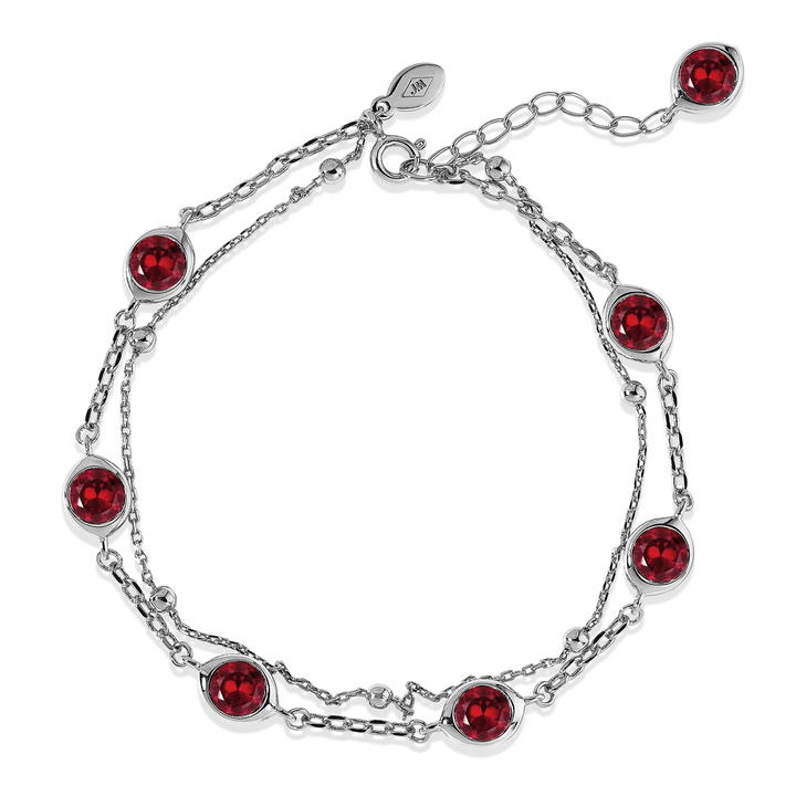 3.5 Carat January Birthstone Double Layer Bracelet - with Crystal Made with Swarovski - in Yellow Gold Plating