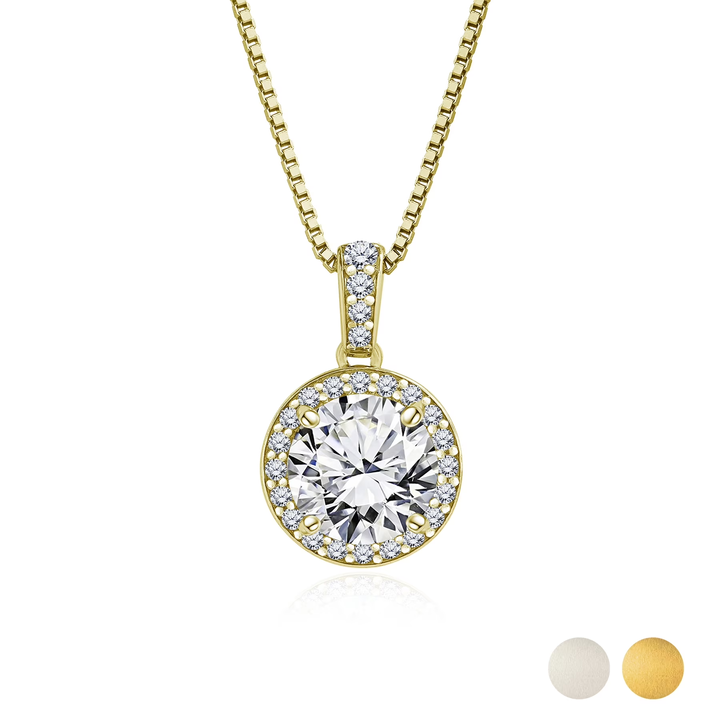 2 Carat April Birthstone Necklace - with Crystal Made with Swarovski - Halo Round Cut Necklace Pendant in White Gold Plating