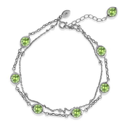 3.5 Carat August Birthstone Double Layer Bracelet - with Crystal Made with Swarovski - in Yellow Gold Plating