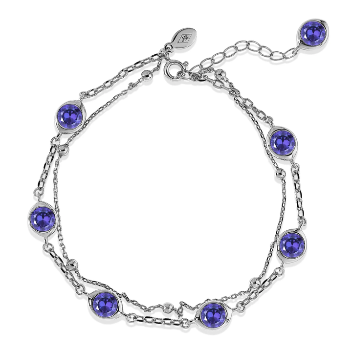3.5 Carat June Birthstone Double Layer Bracelet - with Crystal Made with Swarovski - in Yellow Gold Plating