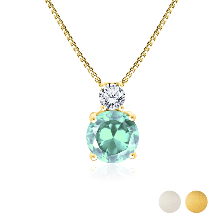 JeenMata 3.75 Carat December Blue Topaz Birthstone Necklace - Dangling Round Cut Necklace Pendant in White Gold Plating for Women