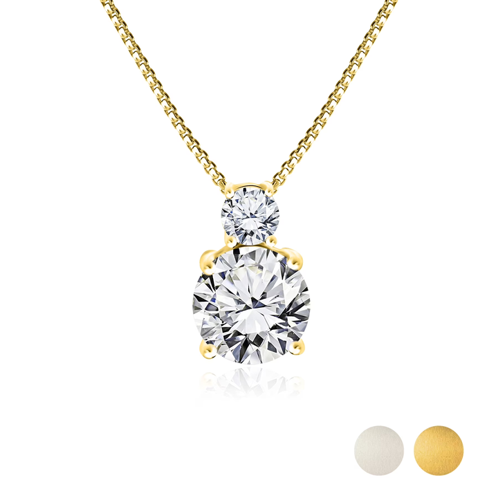 2 Carat April Birthstone Necklace - with Crystal Made with Swarovski - Dangling Round Cut Necklace Pendant in White Gold Plating