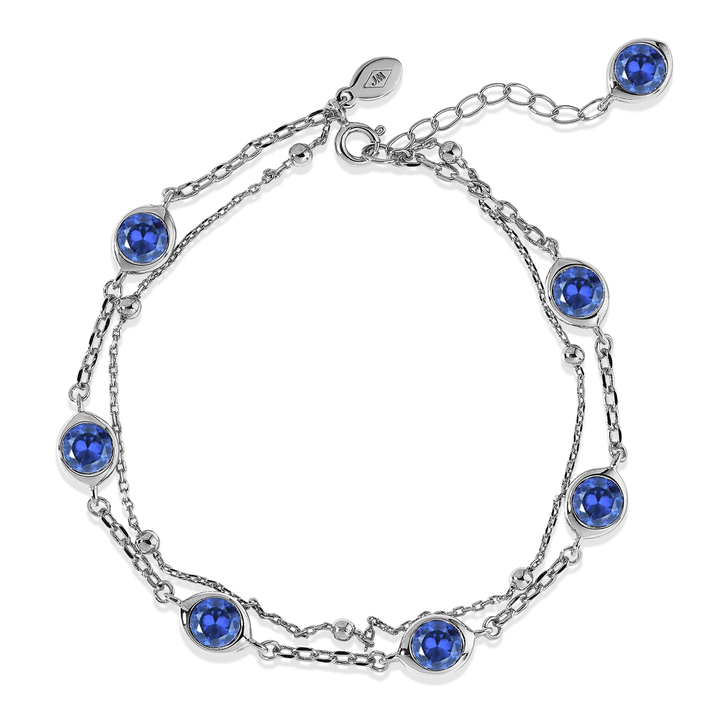 3.5 Carat September Birthstone Double Layer Bracelet - with Crystal Made with Swarovski - in Yellow Gold Plating