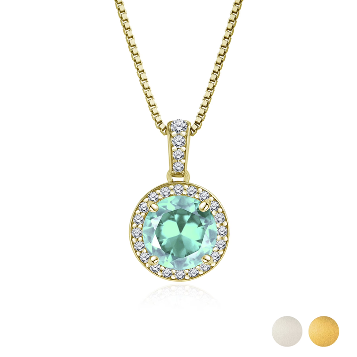 2 Carat December Birthstone Necklace - with Crystal Made with Swarovski - Halo Round Cut Necklace Pendant in White Gold Plating
