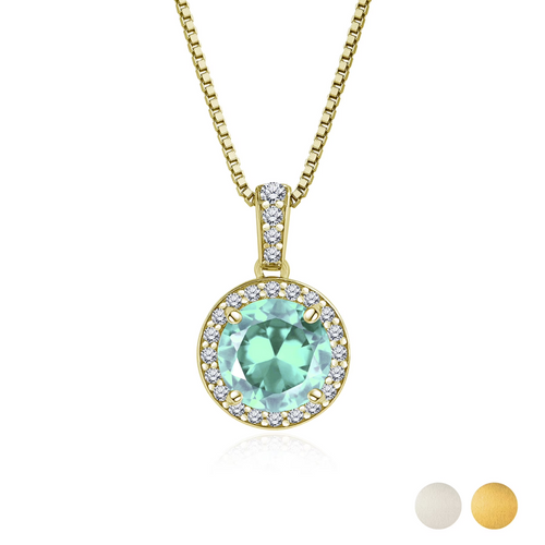 2 Carat December Birthstone Necklace - with Crystal Made with Swarovski - Halo Round Cut Necklace Pendant in White Gold Plating
