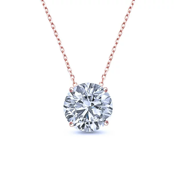 JeenMata 1 Carat Moissanite - April Birthstone Solitaire Pendant Necklace in 18K Yellow Gold over Silver, Female, Adult