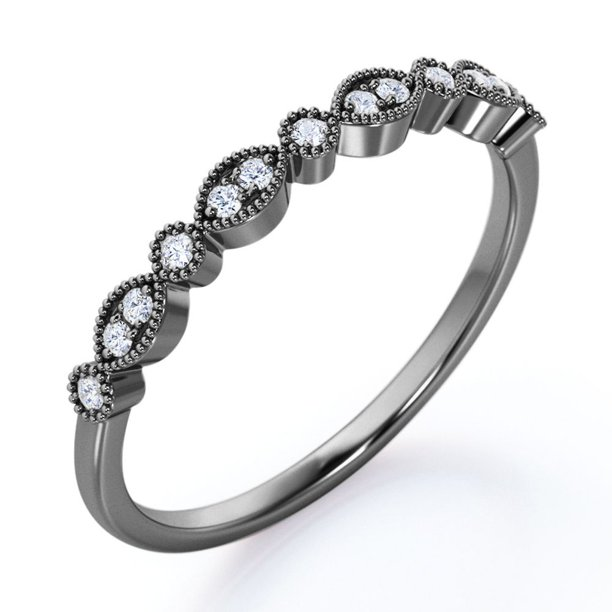 0.25 Carat April Birthstone Art-Deco Wedding Band