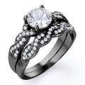 JeenMata 1.25 Carat Round Cut Moissanite Wedding Set - Bridal Set - Infinity Ring - Forever Ring - Promise Ring - 18k Black Gold Plated for Women
